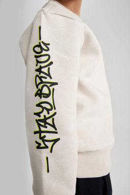 Новый свитшот обычного кроя с круглым вырезом для мальчиков - Defacto фото 7