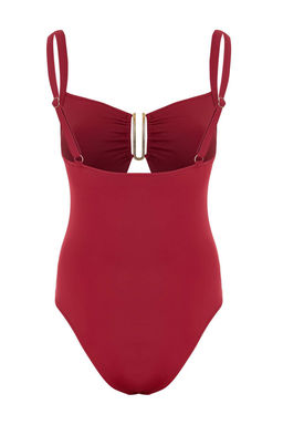 Bordo Kare Yaka Kapl? Drapeli Aksesuarl? Regular Mayo TBESS25MA00095