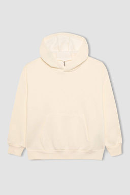 Толстовка оверсайз для девочек с капюшоном и мягкой ворсистой подкладкой - Defacto фото 7