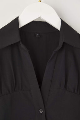 Siyah Buzgu Detayl? K?sa / Mini Dokuma Gomlek Elbise TWOAW26EL00188 - Trendyolmilla фото 7