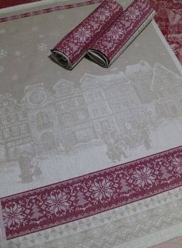 Полотенце Премиум Зимний город-беж/бордо 50*70 см. - Лен поволжья фото 2