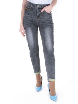 9006 DK. GRAY Джинсы-бананы женские ADORNSKY