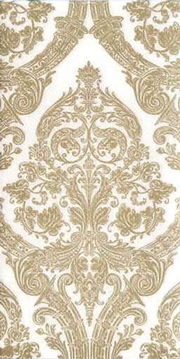 Ф8002 Салфетки Bouquet Original de Luxe 33*33, 2-х сл. 20л, 1/8 сложен."Royal золото на белом".12