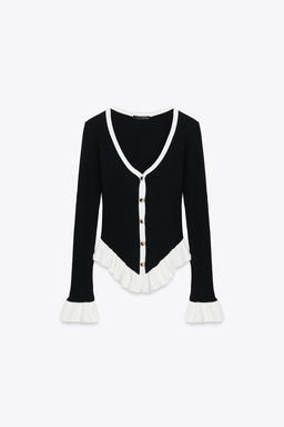 CONTRAST RUFFLE CARDIGAN - Zara фото 5