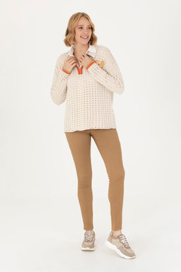 Женский кремовый свитер с v-образным вырезом Неожиданная скидка в корзине - U.s. polo assn фото 4