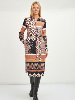 платье миди с длинным рукавом на поясе - Glenfield фото 3