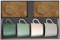 Набор чашек Время отдыха, зелёная, светло-зелёная, пудровая, светло-серая, 0,11 л, 4 шт - Easy life фото 3