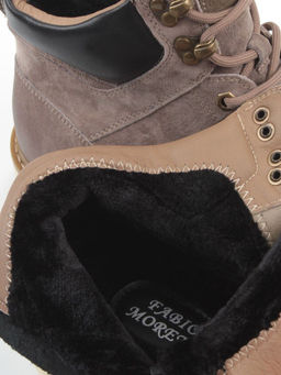 05-H50119A-3 GRAY/BROWN Ботинки демисезонные мужские (натуральная кожа, байка)