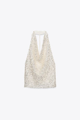 SEQUINNED HALTER TOP