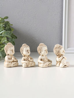 Сувенир полистоун "Медитация маленького Будды" набор 4 шт беж 3х3,5х6 см