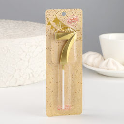 Свеча в торт на шпажке «Цифра 7», золотая, 5 см