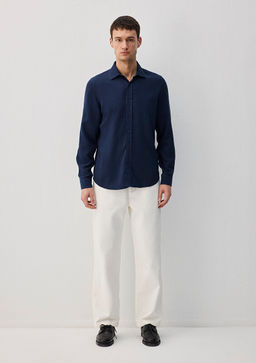 Lacivert Tencel TM Lyocell Gomlek - Mavi фото 3