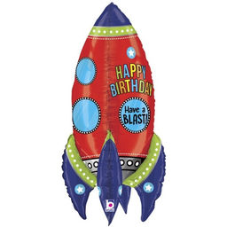 Шар фольгированный 36'' «С днём рождения!», 3D ракета, фигура, 1 шт.