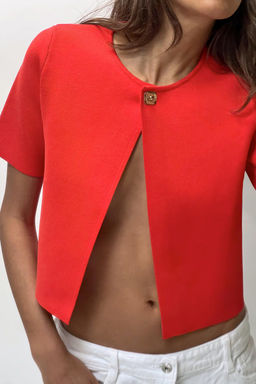 PLAIN KNIT CROPPED CARDIGAN - Zara фото 2