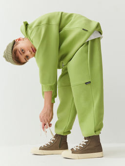 Джоггеры оверсайз Лайм с карманами утепленные 7+ - Bungly фото 5