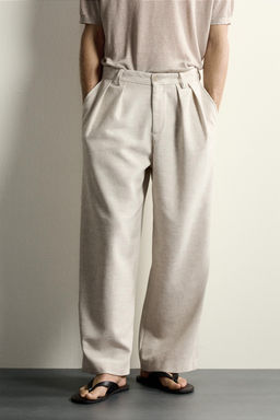 PANTAL?N RELAXED FIT ESTRUCTURA PLIEGUES / Beige claro - Zara фото 2