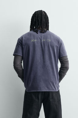 CAMISETA ESTAMPADOS LAVADOS / Azul tinta - Zara фото 3