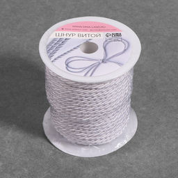Шнур витой, d=3 мм, 25±1 м, цвет серебряный