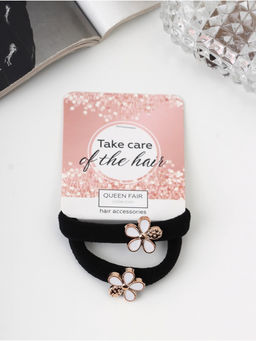 Цена за 6 шт. Резинки для волос «Грейс», набор 2 шт., цветок, 3.5 см, чёрные