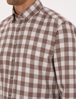 Рубашка Pierre Cardin Regular Fit в клетку коричневая