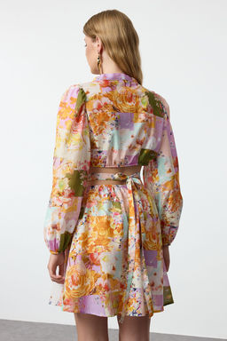 TRENDYOLMILLA Cicek Desenli Mini Dokuma Cut Out/Pencere %100 Pamuklu Plaj Elbisesi TBESS23EL00140  фото 19