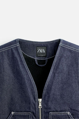 STITCHED DENIM WAISTCOAT - Zara фото 8