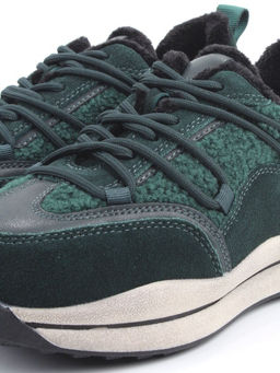 04-XKL23-140R GREEN Кроссовки утепленные женские (натуральная кожа, натуральная замша, байка)