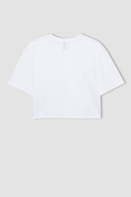 Базовая футболка свободного кроя с круглым вырезом из чесаного хлопка с короткими рукавами - Defacto фото 8