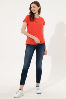 Kad_n K_rm_z_ Bisiklet Yaka Ti__rt