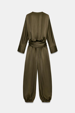 ZW COLLECTION SATIN JUMPSUIT WITH PUFFED HEMS - Zara фото 7