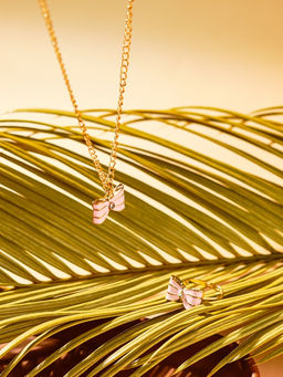 Набор детских украшений Выбражулька «Бантик», 2 предмета: кулон, кольцо, розовый