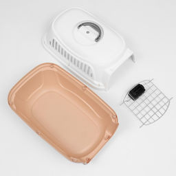 Переноска для животныхпластиковая с металлической дверью 47х32,5х30 см, вес до 9 кг, персиковая 93 - Пижон фото 12