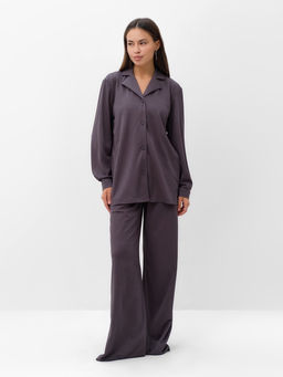 Костюм женский: рубашка, брюки, топ, KAFTAN Base, размер 48, графитовый