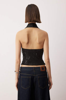 Siyah Degaje Yaka Sacakl? Payet Party Bluz TPRAW26BZ00064 - Trendyolmilla фото 4