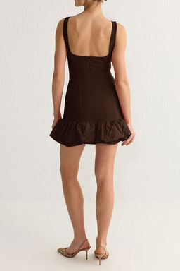 TRENDYOLMILLA Siyah Balon Etek Detayl? Ici Sort Astarl? Dokuma K?sa Elbise TPRSS25EL00059  фото 20