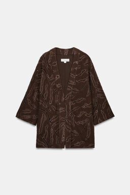 CHAQUETA KIMONO LENTEJUELAS HILO METALIZADO / Marr?n - Zara фото 9