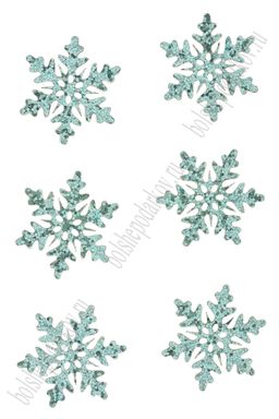 Лазерная вырубка из кожзама "Снежинка" 4 см (10 шт) голубой, несклеенная