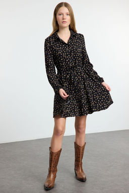 TRENDYOLMILLA Cok Renkli Kusakl? Animal Desenli Skater/Belden Ac?lan Mini Viskon Dokuma Elbise TWOAW25EL00461  фото 7