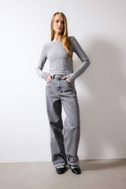 Приталенная футболка с длинным рукавом и круглым вырезом - Defacto фото 2