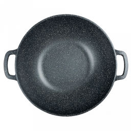 Казан с антипригарным покрытием 6л, д28см "Гранит", h15см, s0,4см, литые ручки, стеклянная крышка с пароотводом, подарочная упаковка (Россия)