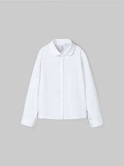 Блузка трикотажная для девочки Белая на кнопках 7+