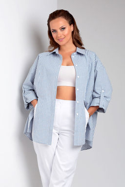 Рубашка Liona Style 897 голубая клетка