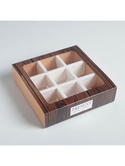 Цена за 5 шт. Коробка под 9 конфет с ячейками Дерево 14,5 х 14,5 х 3,5 см - Дарите счастье фото 3