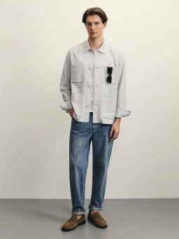 Рубашка овершот со льном / Zarina  фото 2