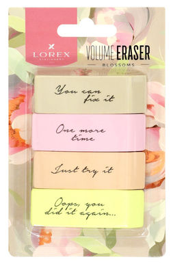 Ластик LOREX VOLUME ERASER BLOSSOMS, термопластичная резина, 60х20х10 мм скошенный, ассорт...