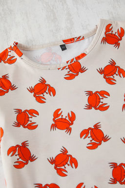 Ekru Erkek Cocuk Bask?l? K?sa Kol T-Shirt-Sort Pijama Tak?m? TKDSS25PT00011