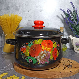 Кастрюля конич. 5,5 л. черн. Жостово 1с47я