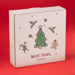 Тарелка новогодняя Доляна Sweet Treats, 1.1 л, d=20.7 см, глубокая, керамика, белая