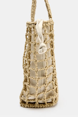 BOLSO DE MANO TRENZADO / Beige claro - Zara фото 3