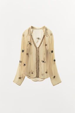 CONTRASTING BEADED SHIRT - Zara фото 3